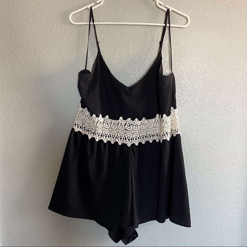 XL Live 4 Truth Black Romper with crochet detail
